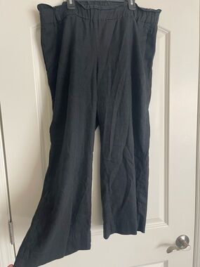 J. Jill Black Linen Stretch Wide-Leg Pants